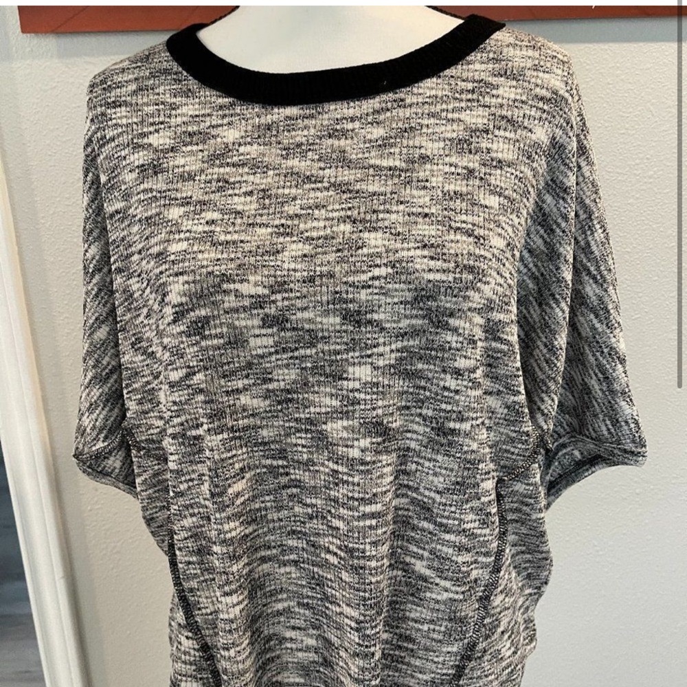 FP Movement by Free People Black & Gray Marled Short Sleeve Top